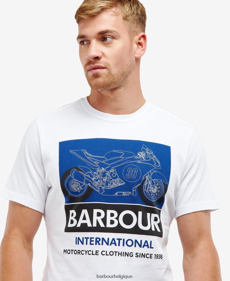 vêtements Barbour t-shirt Whitburn murmure blanc Hommes T2L6ZP976