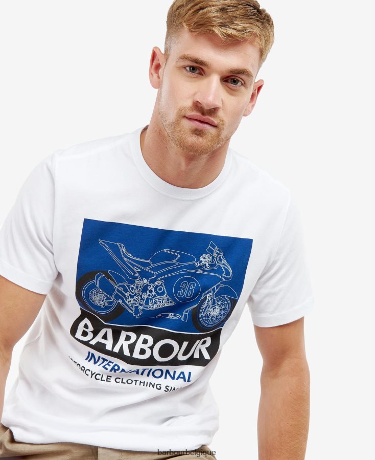 vêtements Barbour t-shirt Whitburn murmure blanc Hommes T2L6ZP976
