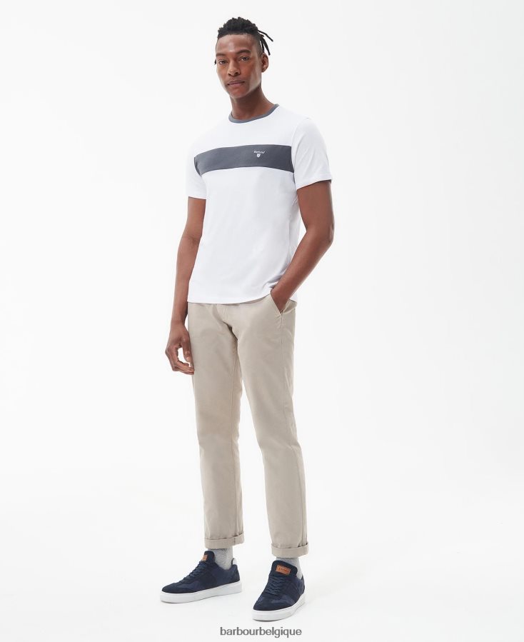 vêtements Barbour t-shirt à empiècements steaford blanc classique Hommes T2L6ZP754