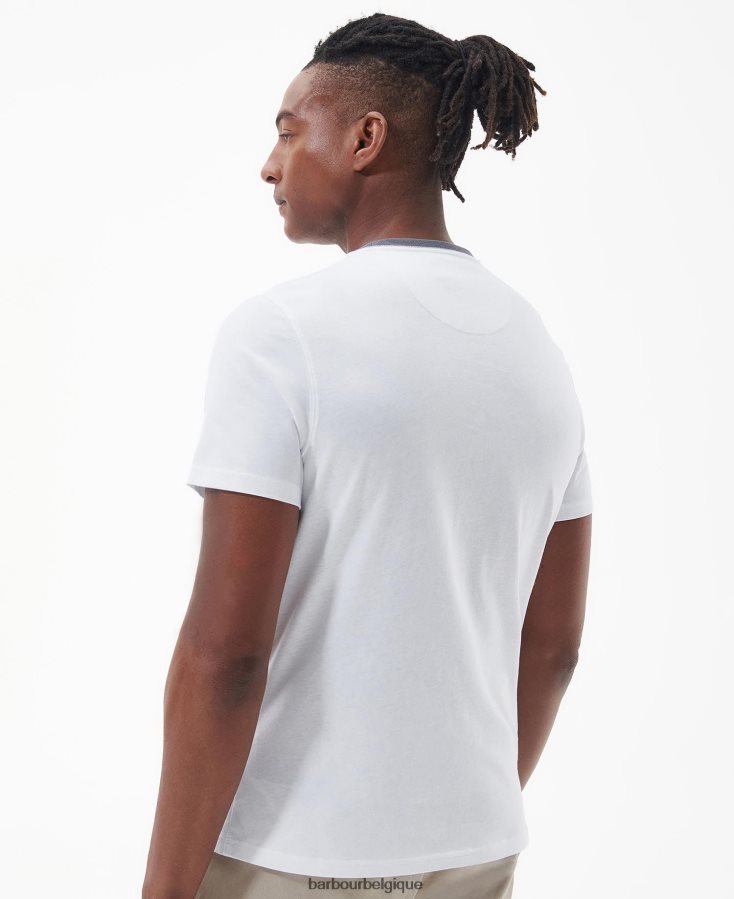 vêtements Barbour t-shirt à empiècements steaford blanc classique Hommes T2L6ZP754