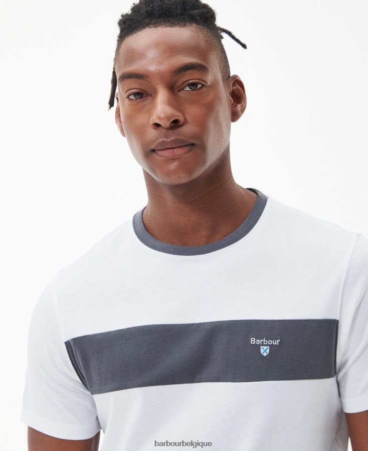 vêtements Barbour t-shirt à empiècements steaford blanc classique Hommes T2L6ZP754