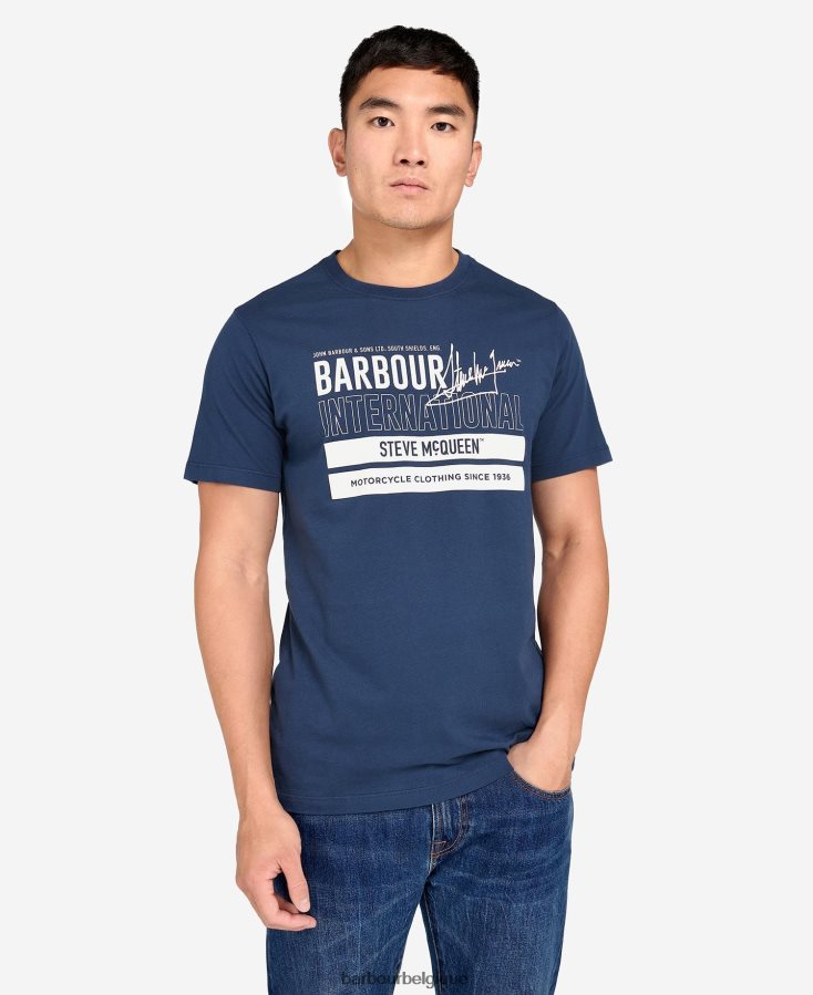 vêtements Barbour t-shirt graphique barry insigne bleu Hommes T2L6ZP914