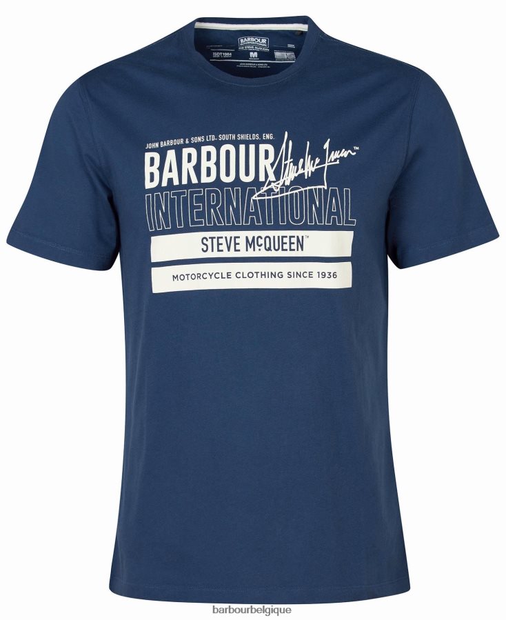 vêtements Barbour t-shirt graphique barry insigne bleu Hommes T2L6ZP914