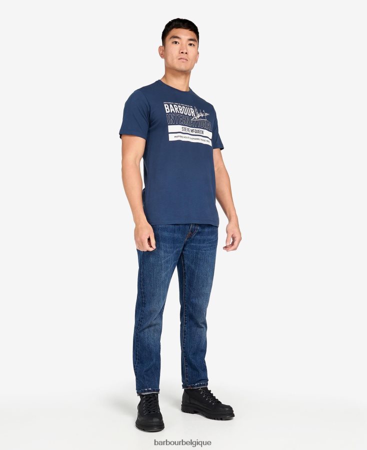 vêtements Barbour t-shirt graphique barry insigne bleu Hommes T2L6ZP914