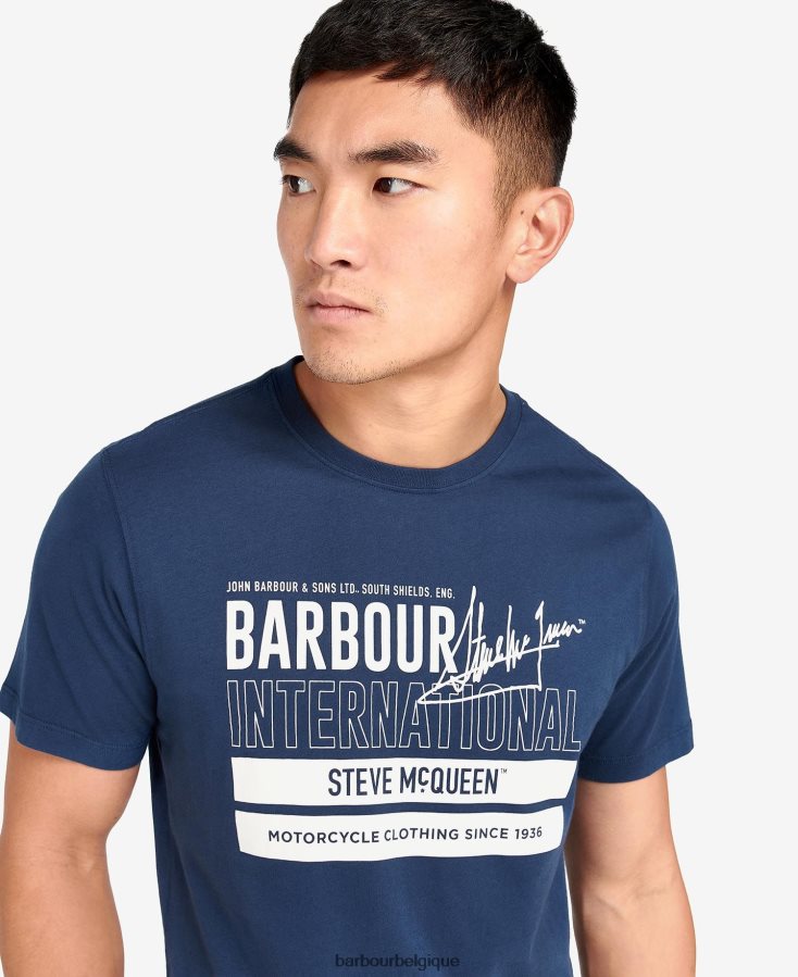 vêtements Barbour t-shirt graphique barry insigne bleu Hommes T2L6ZP914