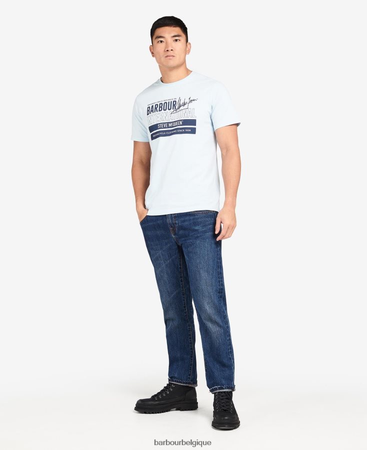 vêtements Barbour t-shirt graphique barry insigne bleu Hommes T2L6ZP967