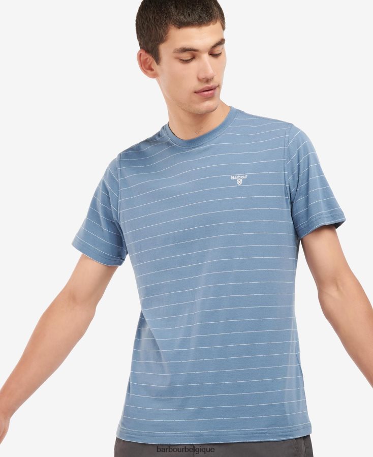 vêtements Barbour t-shirt hobson à rayures murmure blanc Hommes T2L6ZP765