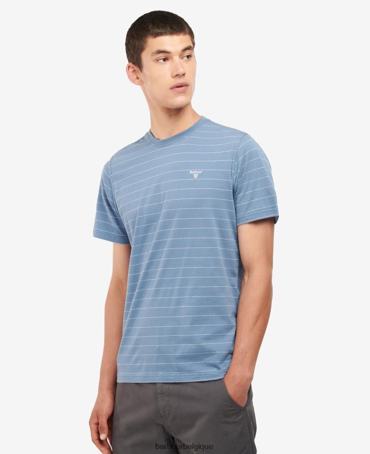 vêtements Barbour t-shirt hobson à rayures murmure blanc Hommes T2L6ZP765