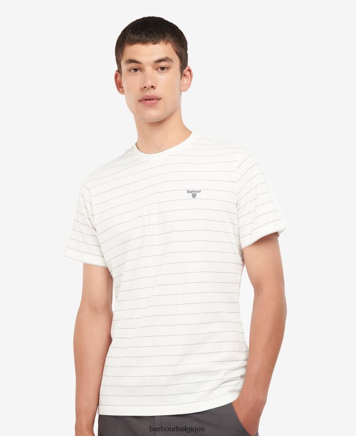vêtements Barbour t-shirt hobson à rayures murmure blanc Hommes T2L6ZP805