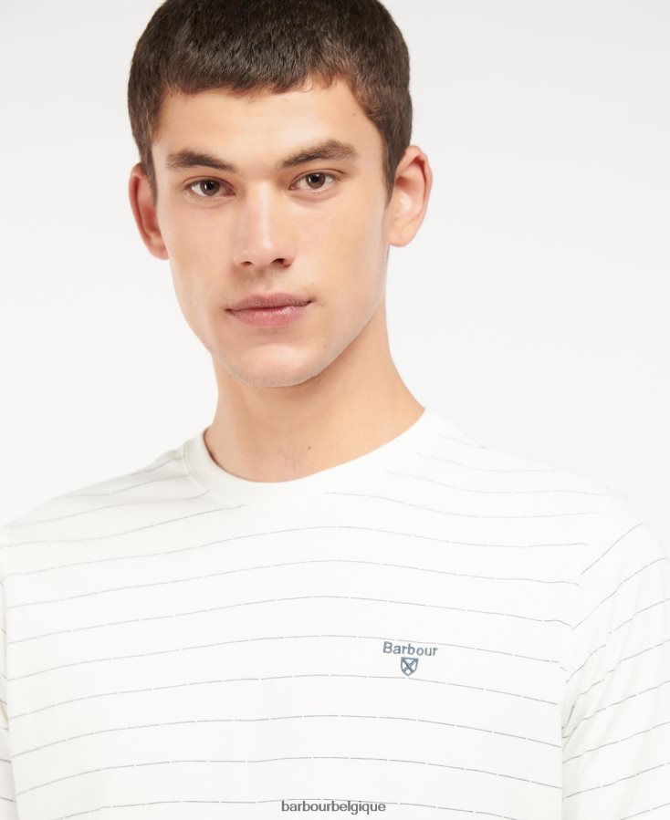 vêtements Barbour t-shirt hobson à rayures murmure blanc Hommes T2L6ZP805