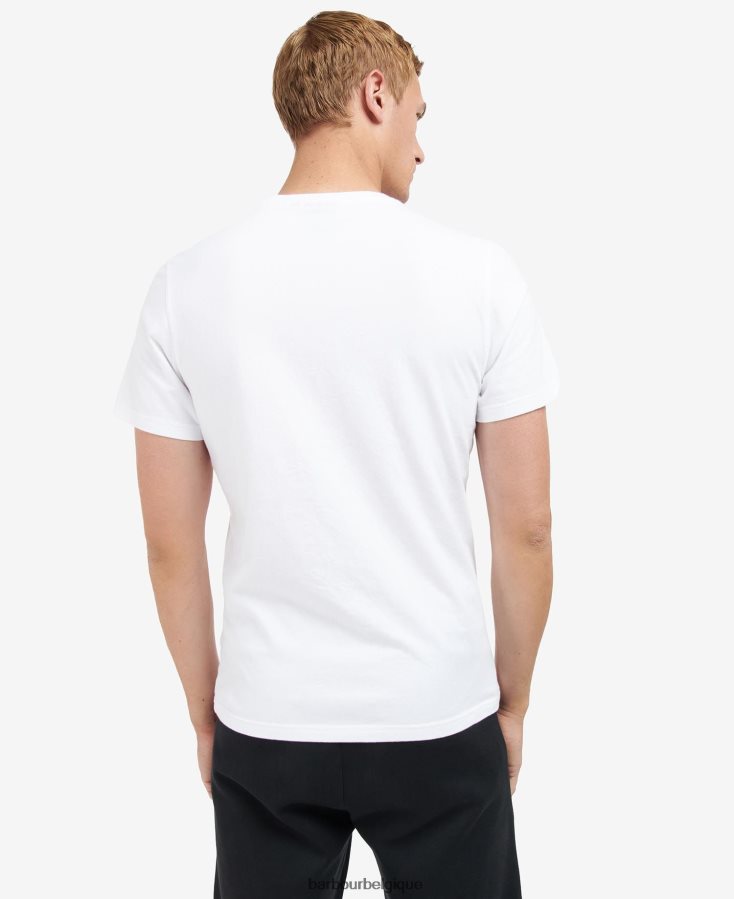 vêtements Barbour t-shirt à imprimé graphique blanc classique Hommes T2L6ZP854