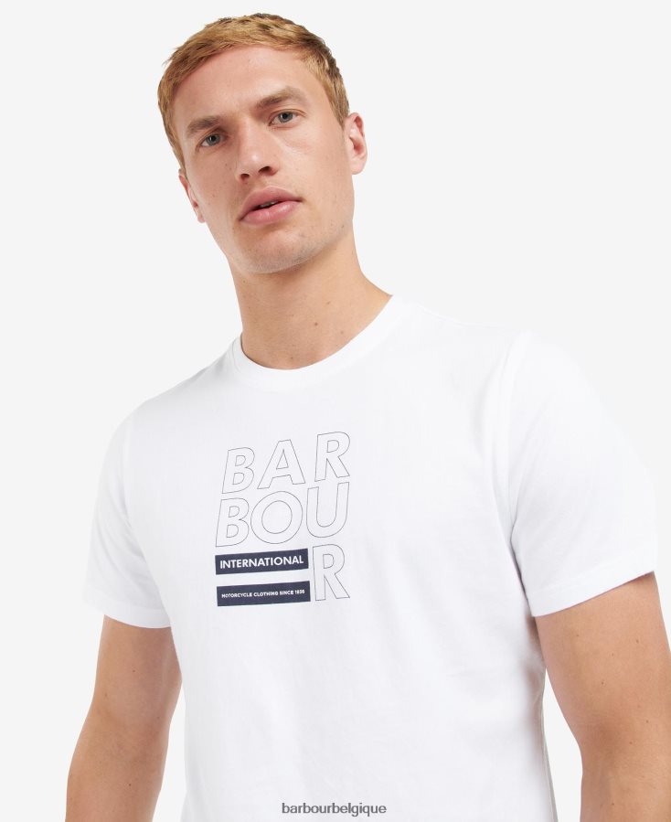 vêtements Barbour t-shirt à imprimé graphique blanc classique Hommes T2L6ZP854