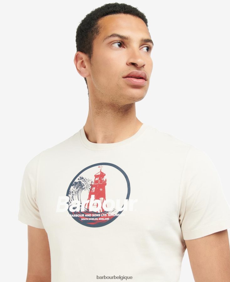 vêtements Barbour t-shirt à imprimé graphique brouillard bleu Hommes T2L6ZP798