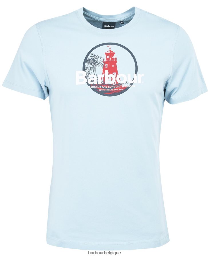 vêtements Barbour t-shirt à imprimé graphique brouillard bleu Hommes T2L6ZP942