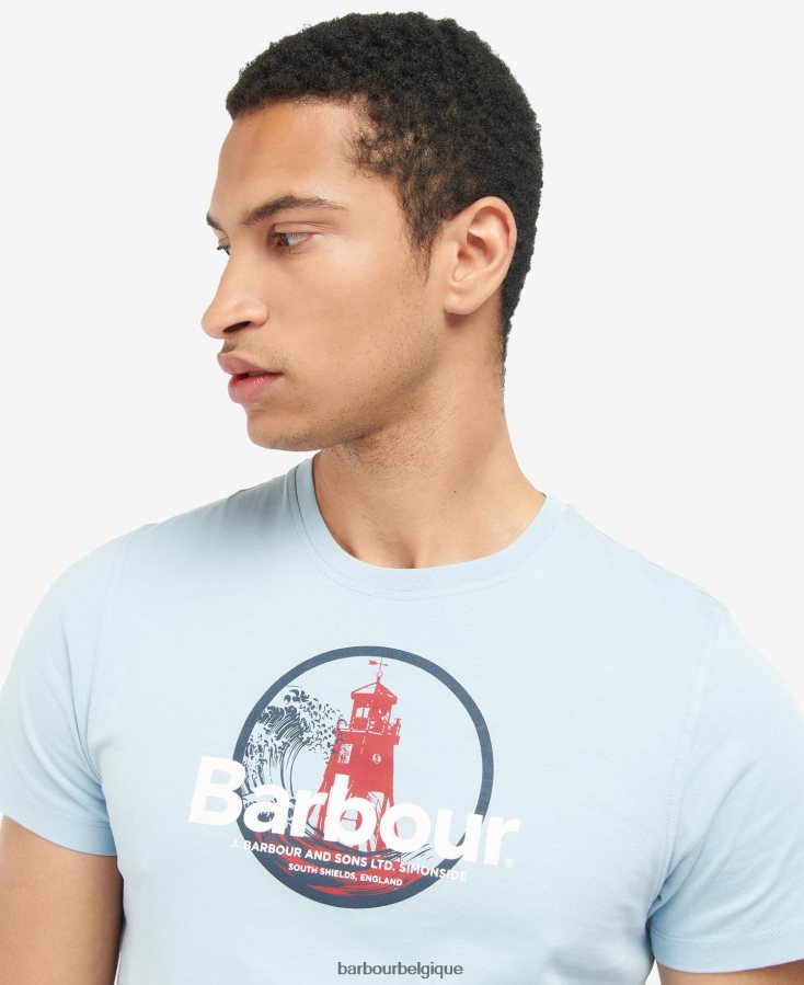vêtements Barbour t-shirt à imprimé graphique brouillard bleu Hommes T2L6ZP942