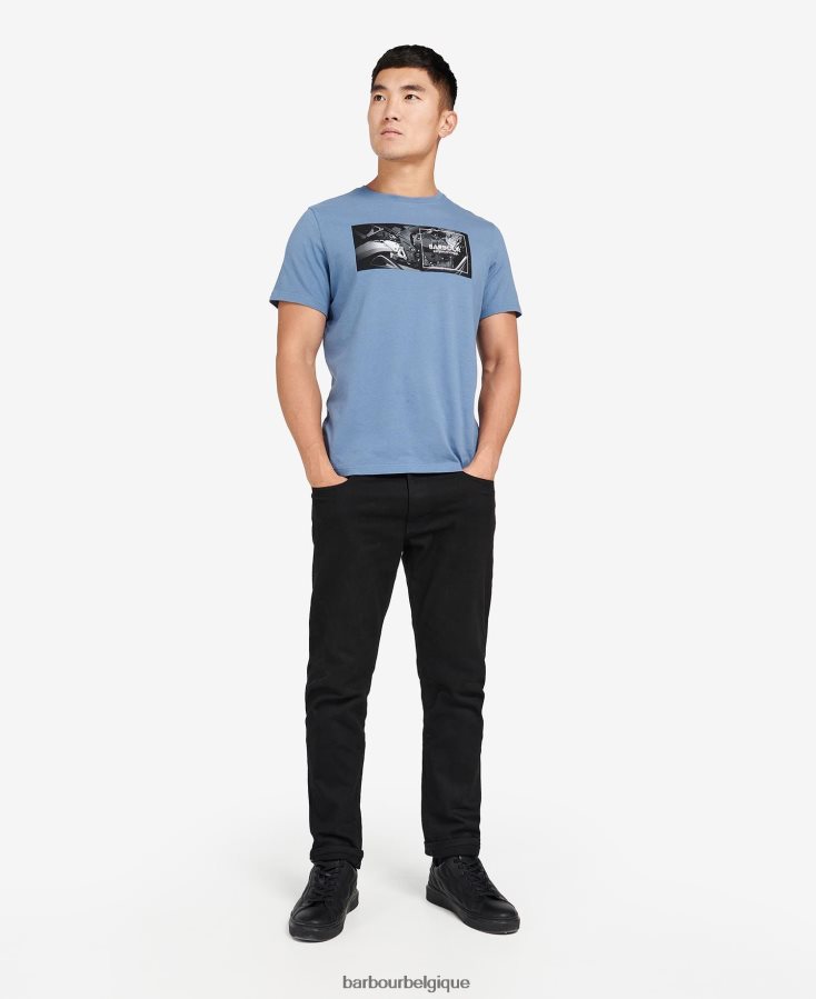 vêtements Barbour t-shirt à imprimé graphique horizon bleu Hommes T2L6ZP948