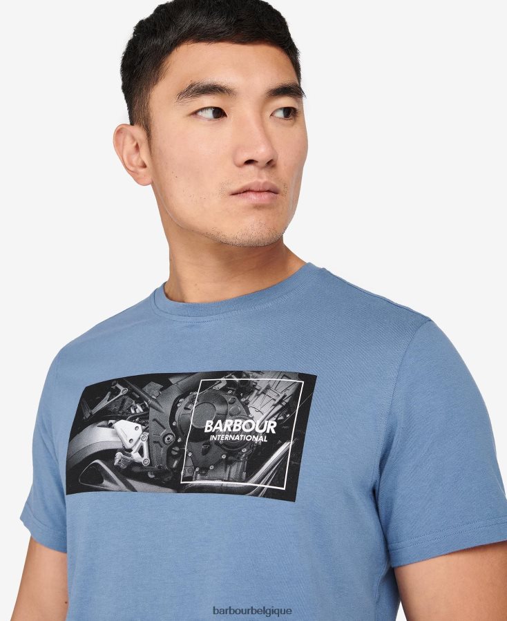 vêtements Barbour t-shirt à imprimé graphique horizon bleu Hommes T2L6ZP948