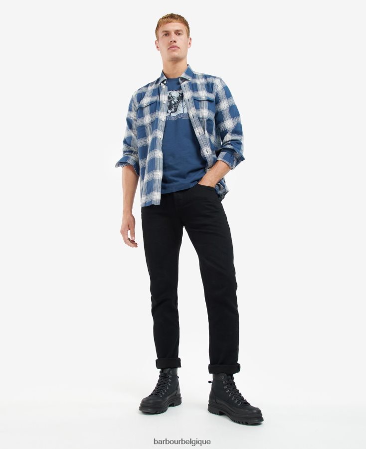 vêtements Barbour t-shirt à imprimé graphique insigne bleu Hommes T2L6ZP938