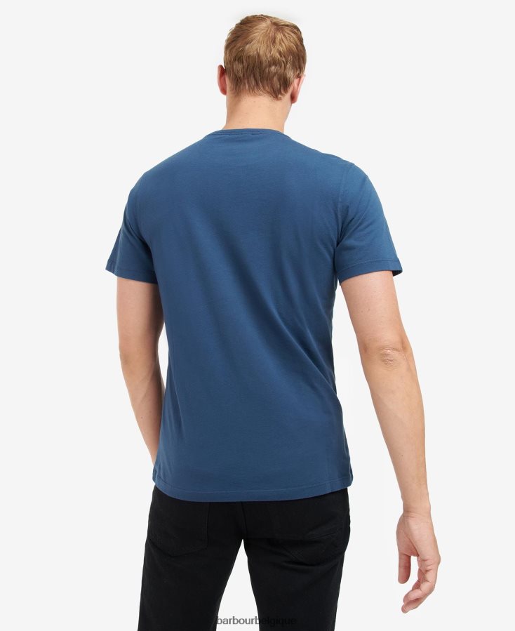 vêtements Barbour t-shirt à imprimé graphique insigne bleu Hommes T2L6ZP938