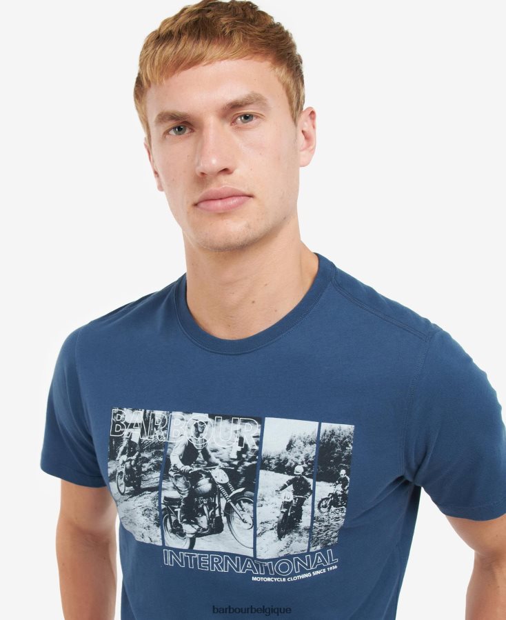 vêtements Barbour t-shirt à imprimé graphique insigne bleu Hommes T2L6ZP938
