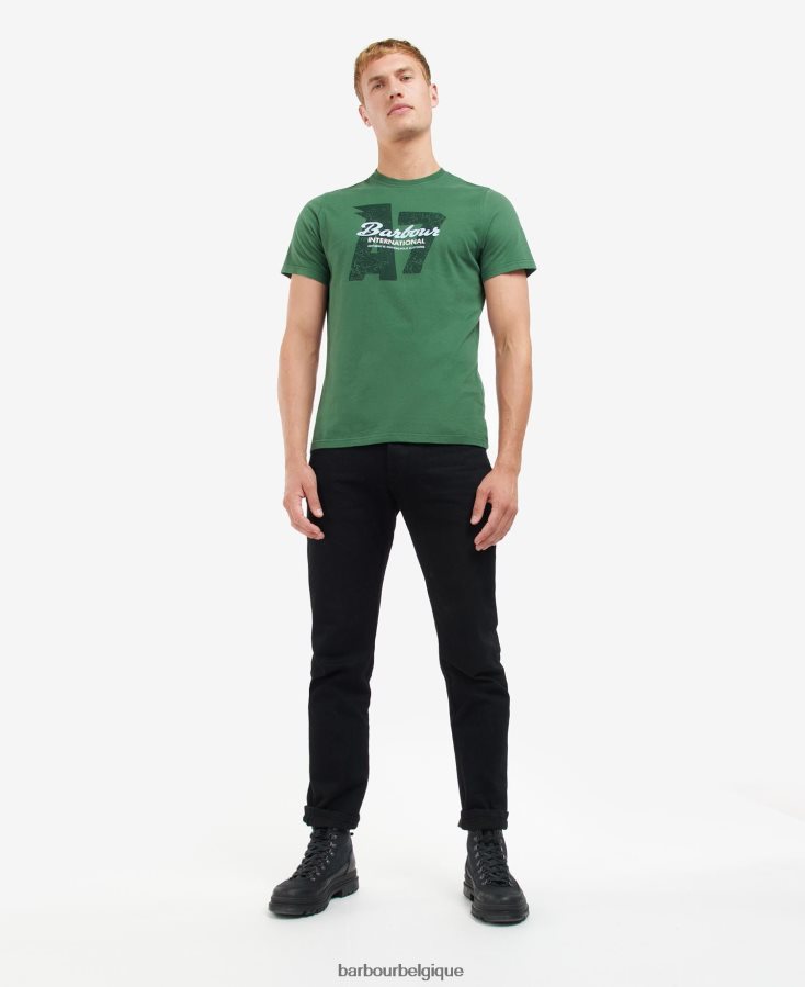 vêtements Barbour t-shirt à imprimé graphique vert de course Hommes T2L6ZP824