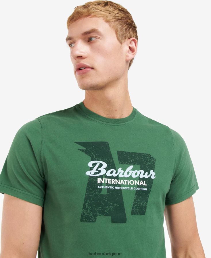 vêtements Barbour t-shirt à imprimé graphique vert de course Hommes T2L6ZP824