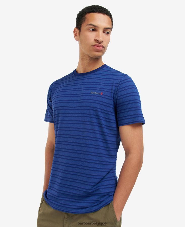 vêtements Barbour t-shirt à rayures bleu d'encre Hommes T2L6ZP853