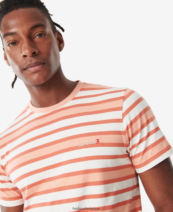 vêtements Barbour t-shirt à rayures crundale orange fané Hommes T2L6ZP795