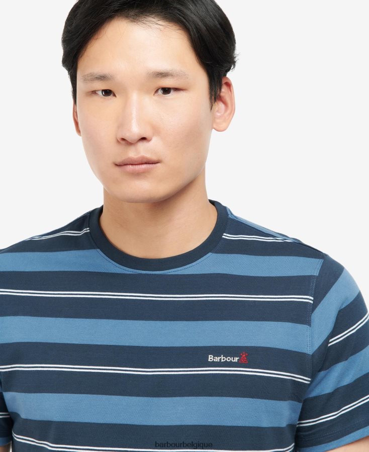 vêtements Barbour t-shirt à rayures kendray murmure blanc Hommes T2L6ZP819