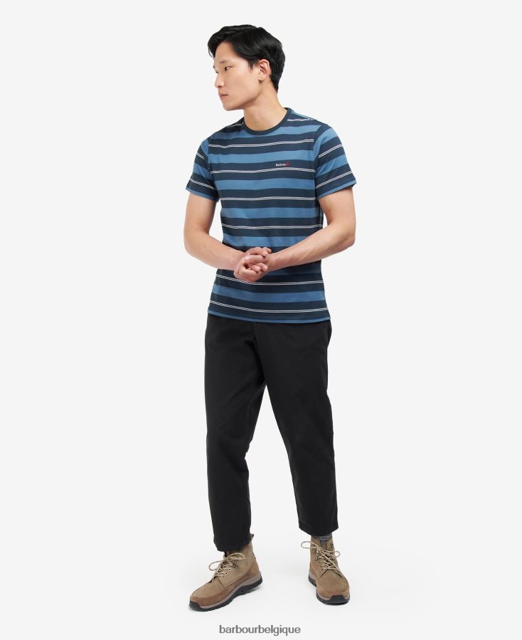 vêtements Barbour t-shirt à rayures kendray murmure blanc Hommes T2L6ZP819