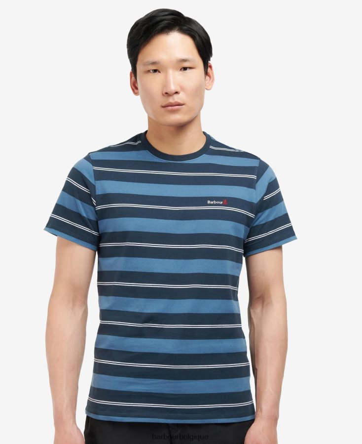 vêtements Barbour t-shirt à rayures kendray murmure blanc Hommes T2L6ZP819