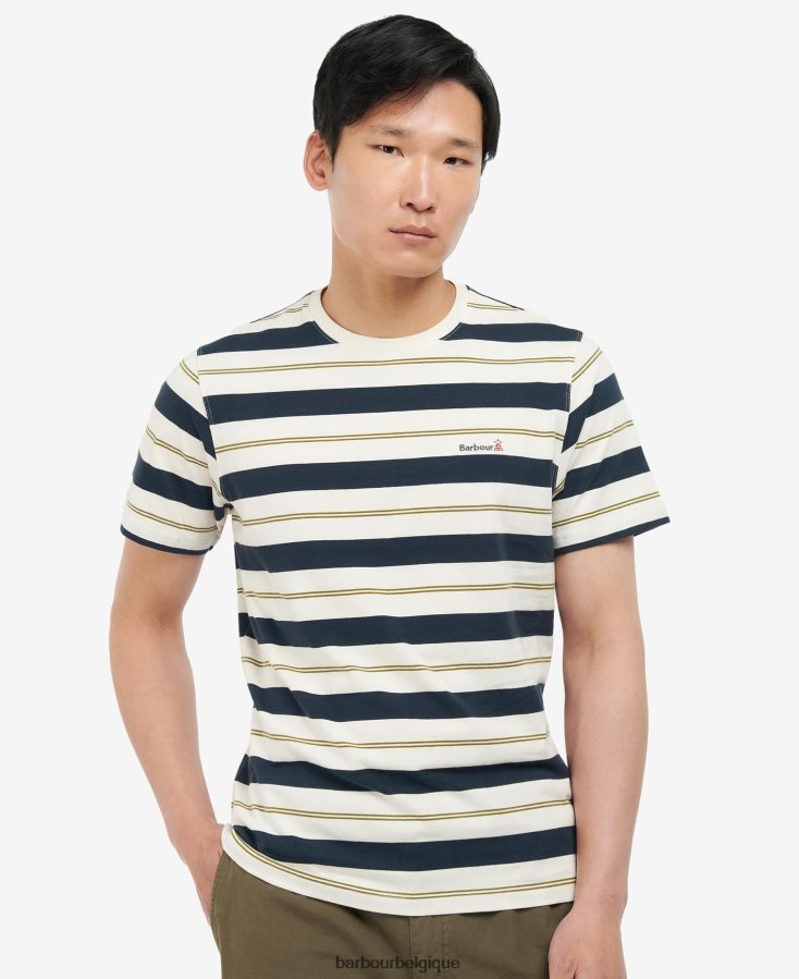 vêtements Barbour t-shirt à rayures kendray murmure blanc Hommes T2L6ZP860