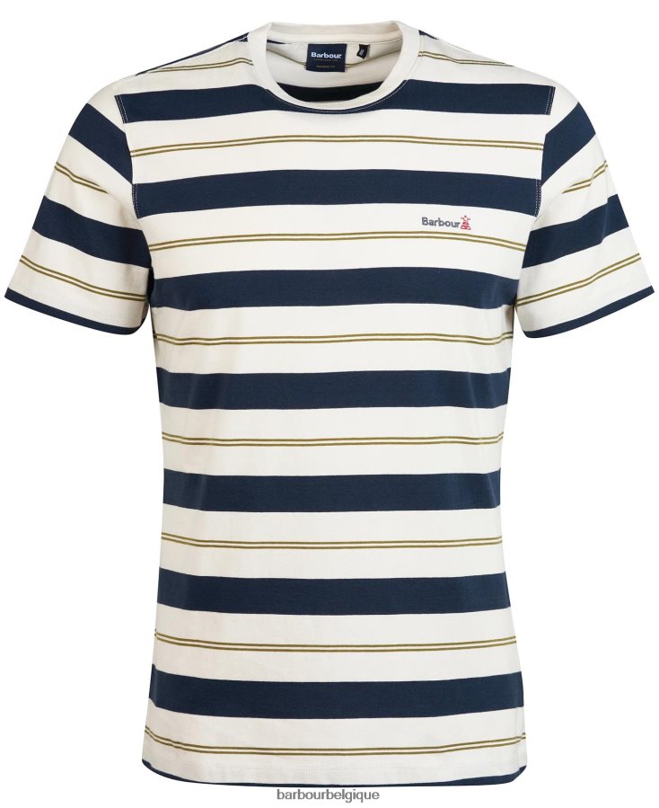 vêtements Barbour t-shirt à rayures kendray murmure blanc Hommes T2L6ZP860