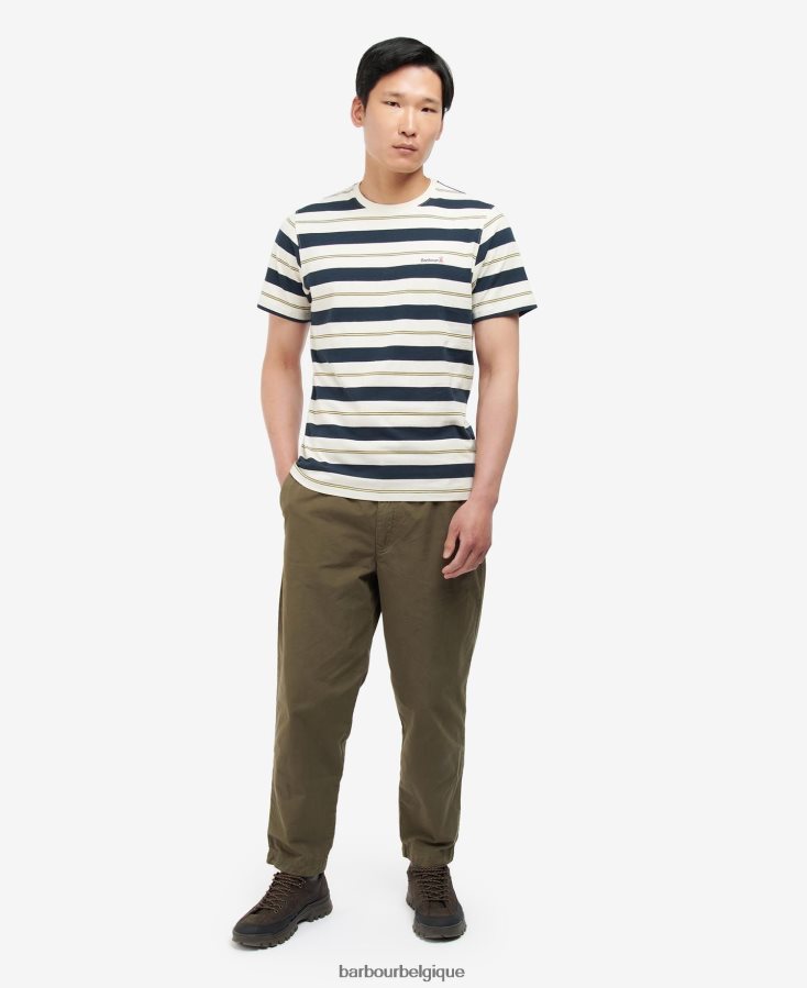vêtements Barbour t-shirt à rayures kendray murmure blanc Hommes T2L6ZP860
