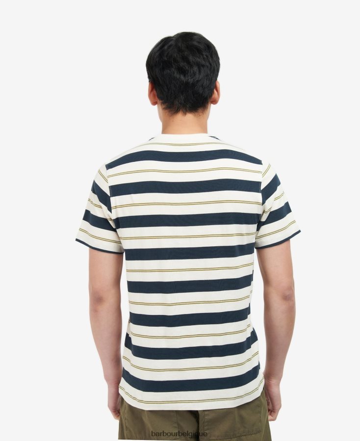 vêtements Barbour t-shirt à rayures kendray murmure blanc Hommes T2L6ZP860