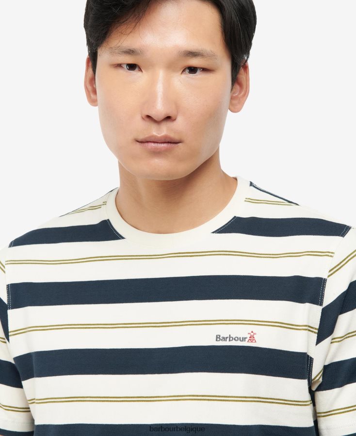 vêtements Barbour t-shirt à rayures kendray murmure blanc Hommes T2L6ZP860