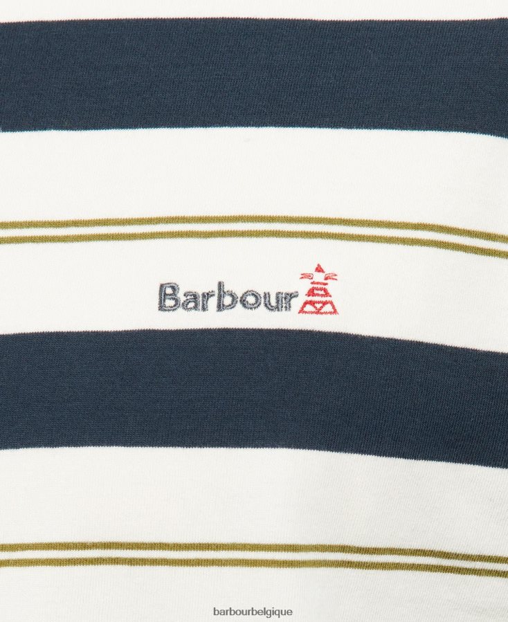 vêtements Barbour t-shirt à rayures kendray murmure blanc Hommes T2L6ZP860