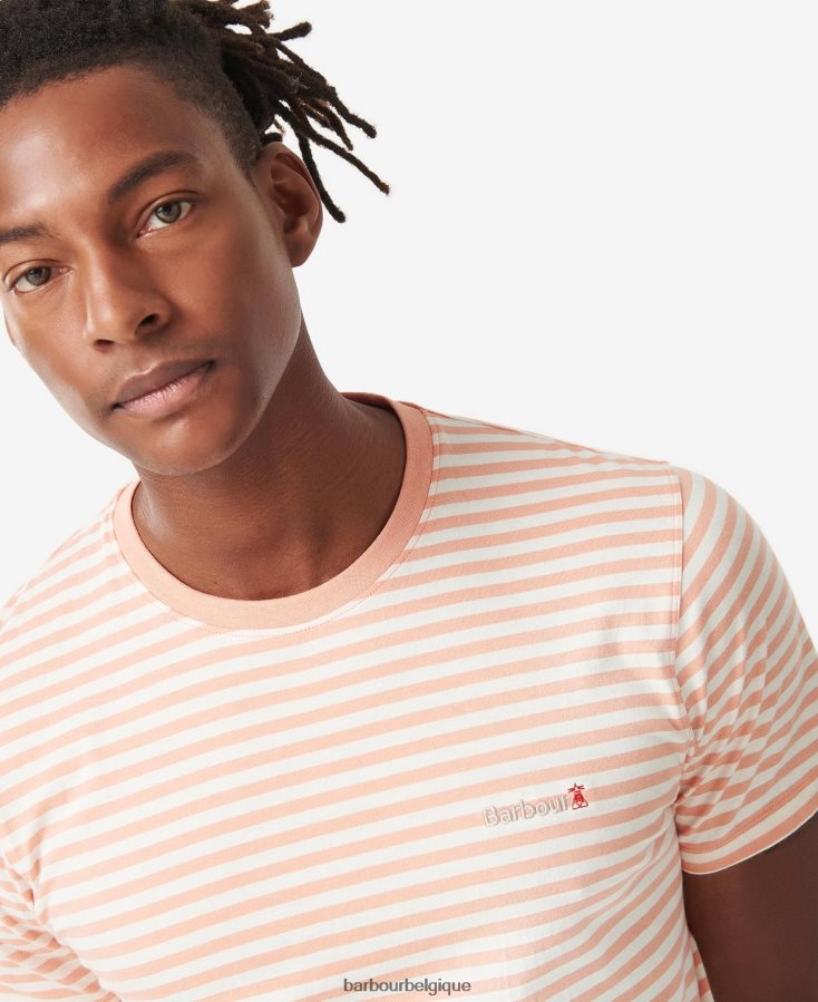 vêtements Barbour t-shirt à rayures orange fané Hommes T2L6ZP957