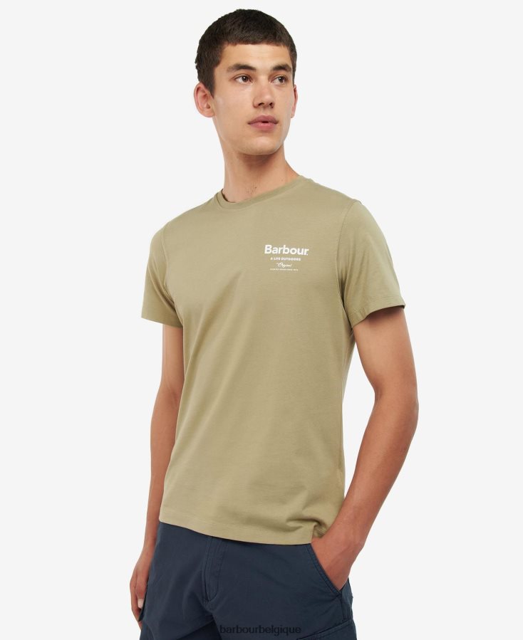 vêtements Barbour t-shirt satley à imprimé graphique olive blanchie Hommes T2L6ZP814