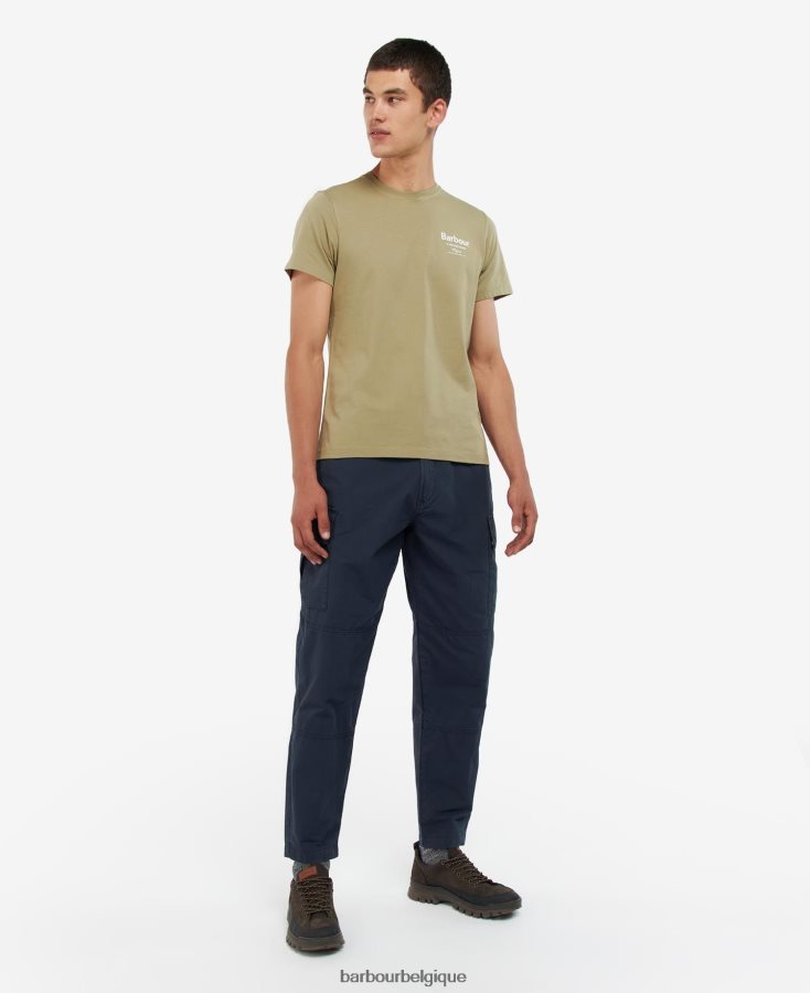 vêtements Barbour t-shirt satley à imprimé graphique olive blanchie Hommes T2L6ZP814