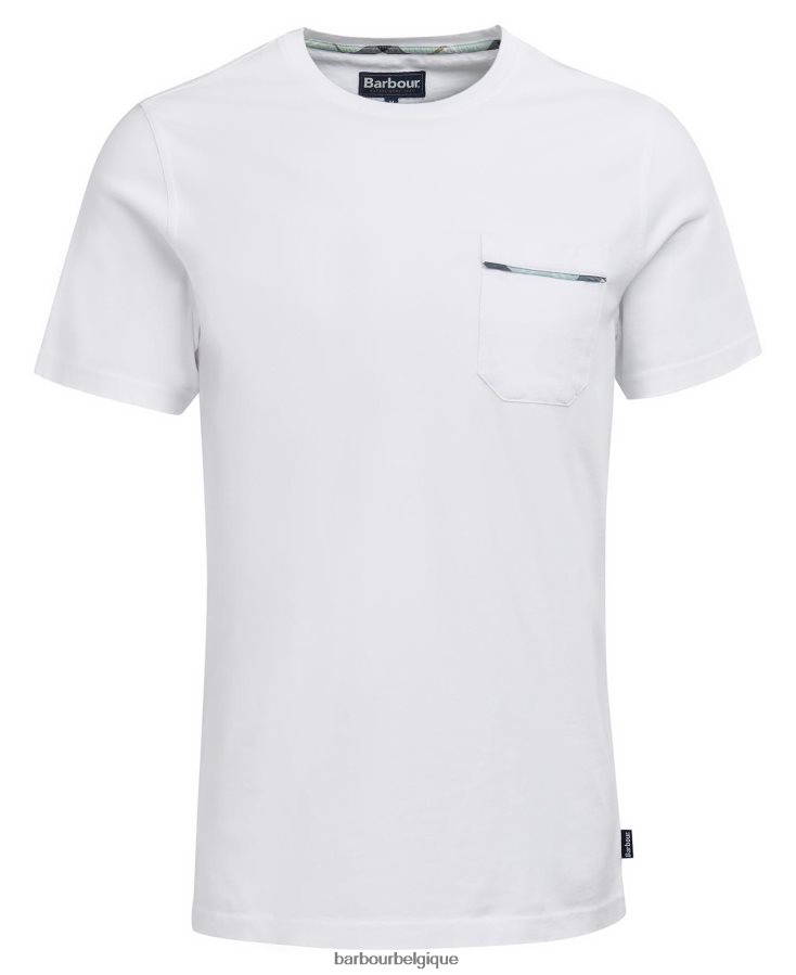 vêtements Barbour t-shirt woodchurch blanc classique Hommes T2L6ZP859