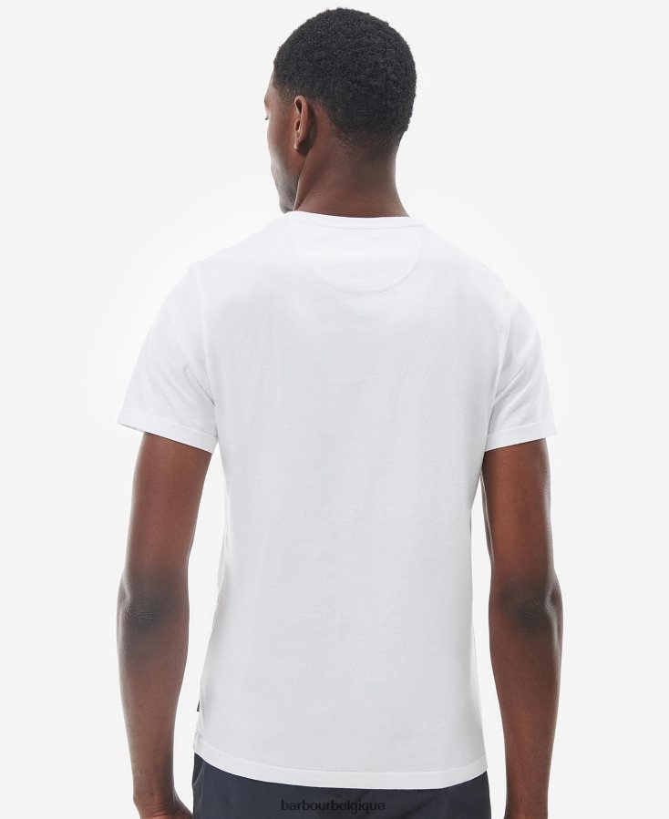 vêtements Barbour t-shirt woodchurch blanc classique Hommes T2L6ZP859