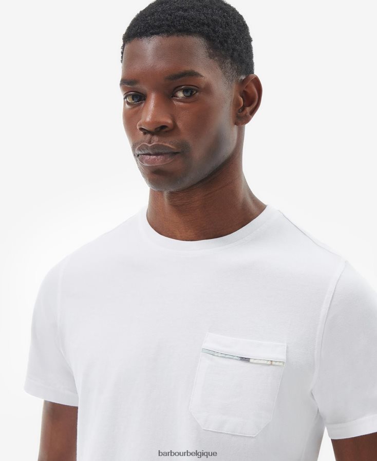 vêtements Barbour t-shirt woodchurch blanc classique Hommes T2L6ZP859