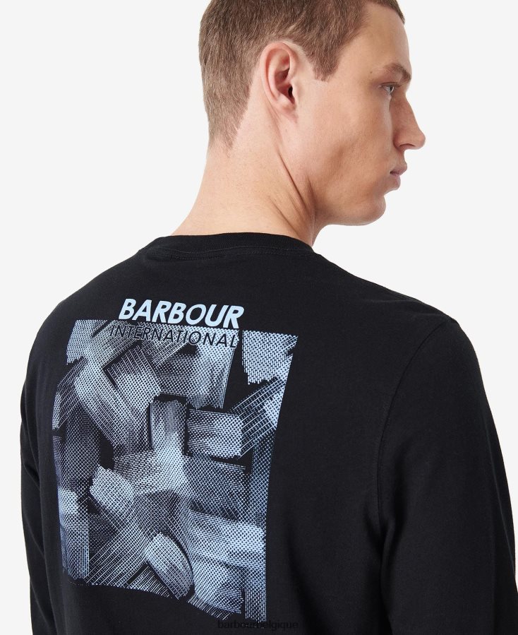 vêtements Barbour tee shirt tempête noir classique Hommes T2L6ZP851