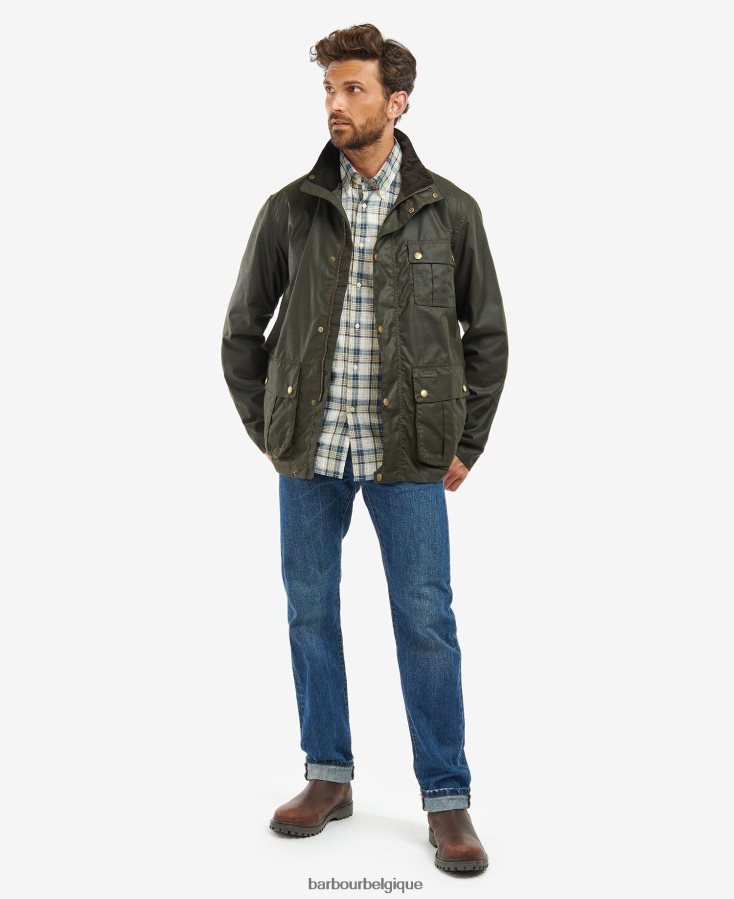 vêtements Barbour veste cirée dunlin olive/tartan classique Hommes T2L6ZP26