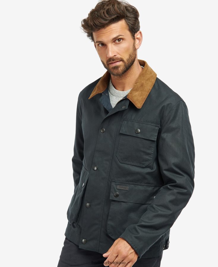 vêtements Barbour veste cirée meldon tartan bleu marine/rivière bouleau Hommes T2L6ZP33
