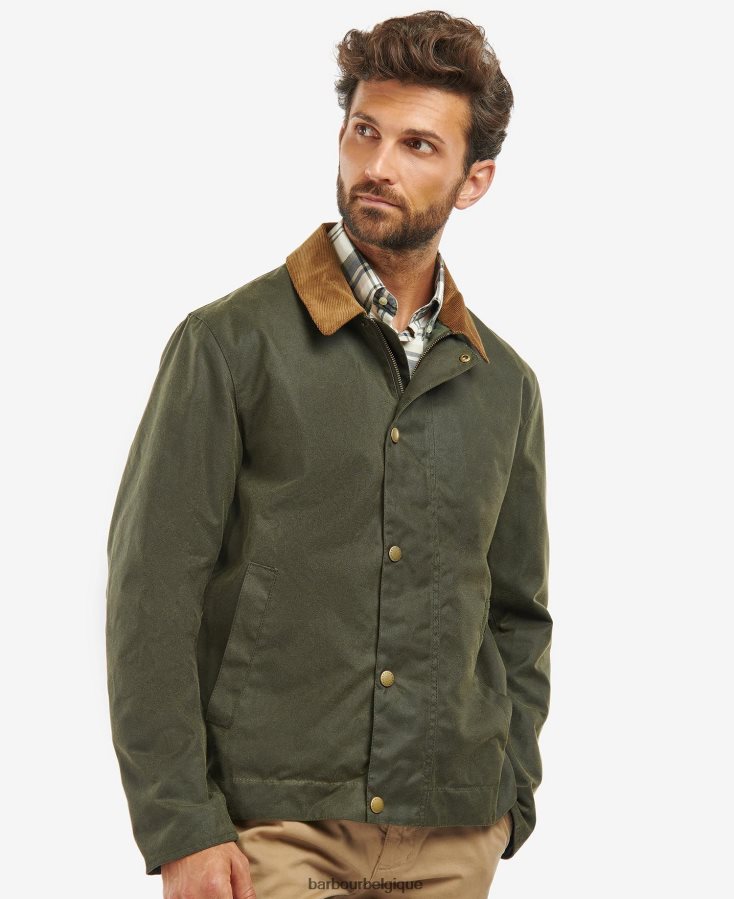 vêtements Barbour veste cirée milton fougère/tartan classique Hommes T2L6ZP58