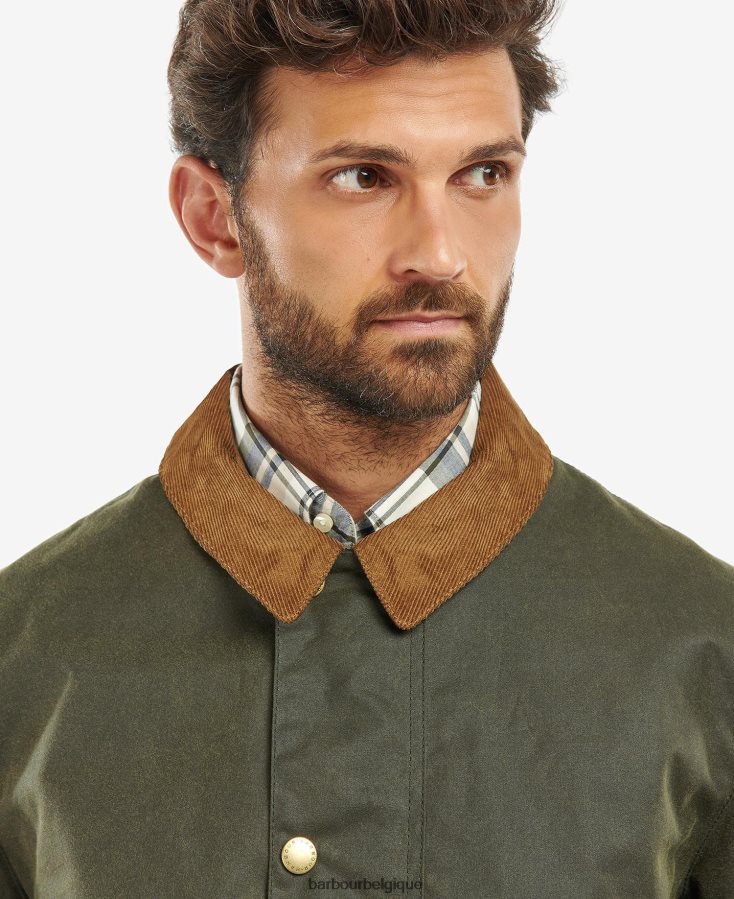 vêtements Barbour veste cirée milton fougère/tartan classique Hommes T2L6ZP58