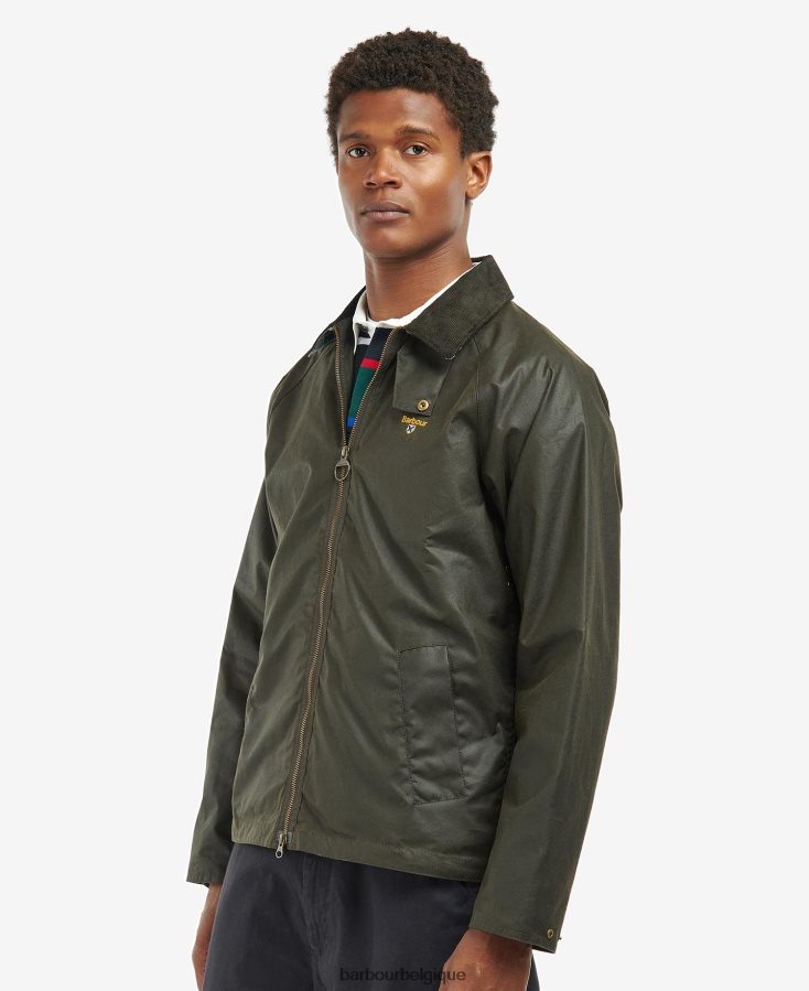 vêtements Barbour veste de cire d'université tartan marine/lierre Hommes T2L6ZP54