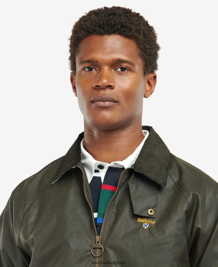 vêtements Barbour veste de cire d\'université tartan marine/lierre Hommes T2L6ZP54